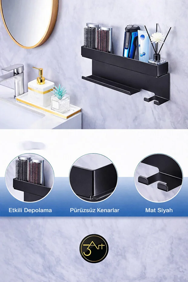 Saç Aletleri Organizeri - Metal Fön & Maşa Askılığı - Banyo Düzenleyici Raf